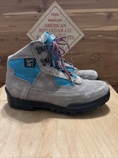 Danner Cross Hiker 1990 Gray Suede Blue Nylon Boots Women’s 8 Made in USA