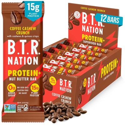 Vegan Keto Plant Based Protein Bars Coffee Cashew Crunch Low Carb GF 12 Bars