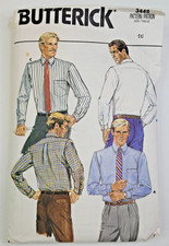 VTG 80s Butterick Sew Pattern 3445 Mens Dress Shirts Neck Size 16 PARTIAL CUT