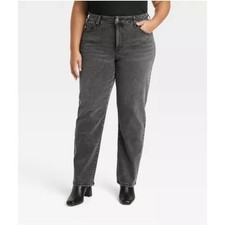 AVA  VIV Women's Black High Rise 90s Straight Leg Stretch Jeans Size 24 NEW