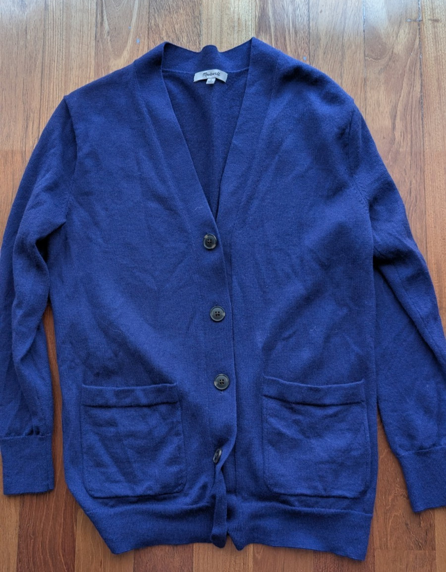 Madewell Cardigan Sweater Merino Wool Womens Small Royal blue