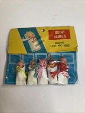 Vintage Quints Babies Miniature Quintuplets Hong Kong Plastic Moveable NIP