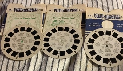 Vntg.3 View-Master Reels Alice in Wonderland/ White Rabbit, Tea Party,Croquet 