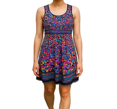 BCBGMaxAzria Halter Dress Size S Sleeveless Pullover Colorful Polka Dots