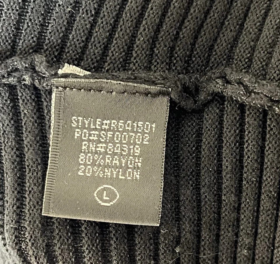 Top túnica tejido acanalado cuello capucha Cyrus para mujer talla grande negro manga larga abullonada Foto 4 de 4