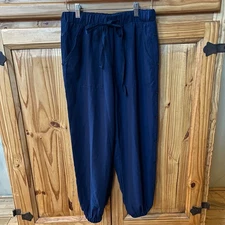Doe & Rae Jogger Pants Pull On Pockets Drawstring Navy Blue Women's Small