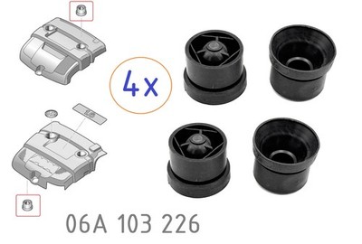 4 St. Gummilager Motorabdeckung VW Sharan (7M6) 1.8 2.0 2.8 ATM AWC AYL