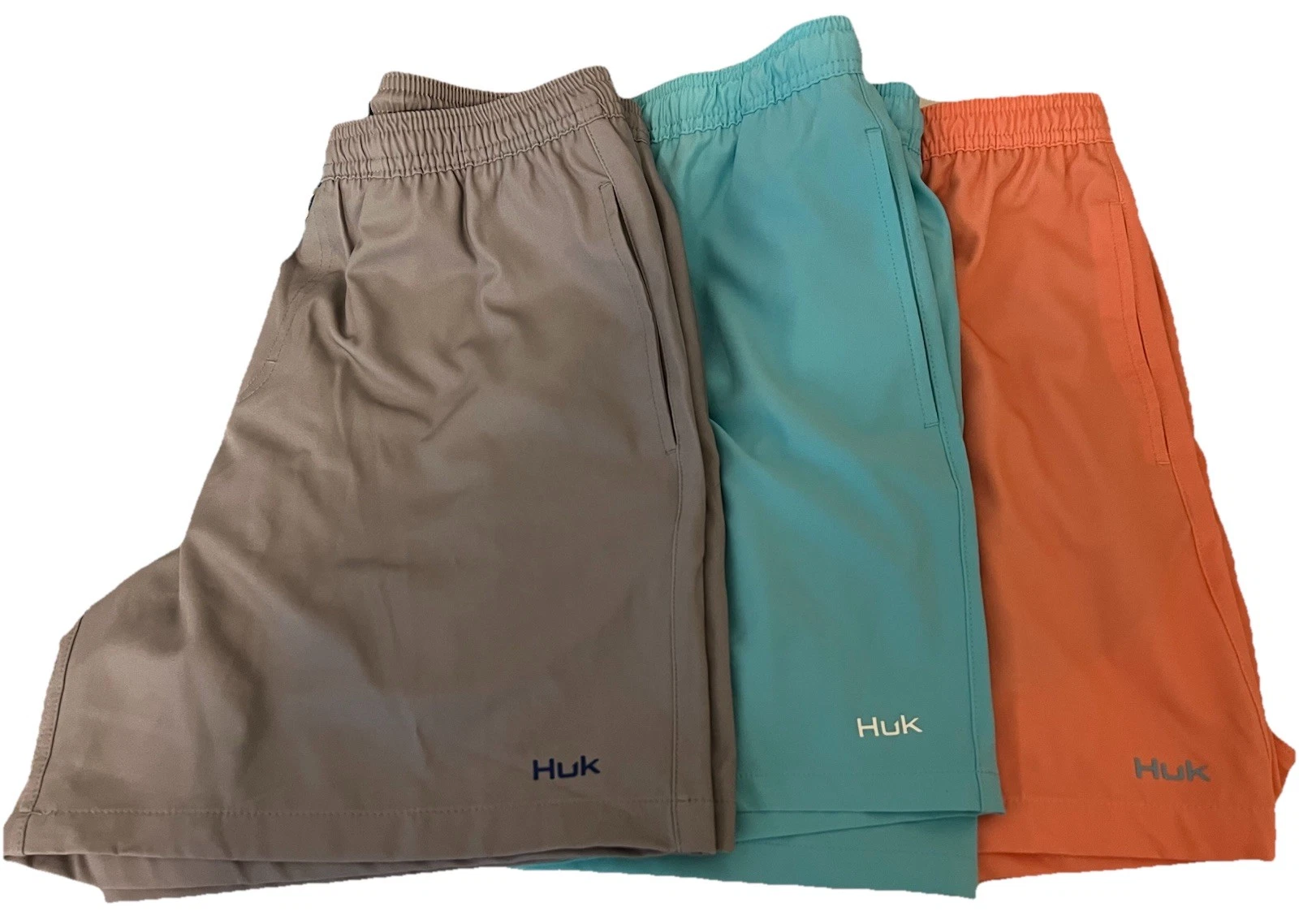 Lot Of 3 Huk Shorts Swim Outdoor Hiking Fishing Casual Shorts Med 5"