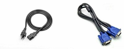 3-Prong Power Cord + VGA Cable Computer Monitor, Desktop, PC SVGA 1-100 Lot