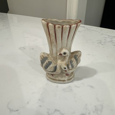 Vintage Trinket Ceramic Swan Duck Toothpick Holder Bud Vase JAPAN Geese Birds 3''