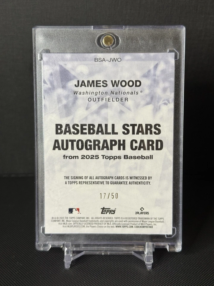 2025 Topps James Wood Baseball Stars Auto Gold #/50 Rookie RC Nationals - Image 2 of 2