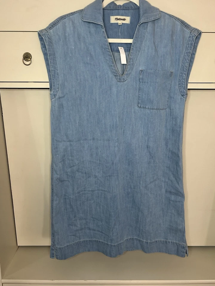 Madewell 全新带标签牛仔束腰连衣裙 Kelleyville Wash 尺寸 S — 第 4/4 张图片
