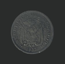 1937-HF Ecuador 🇪🇨 10 Centavos Nickel Coin
