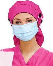 Satin Lined Scrub Cap for Women Long Hair Surgical Nurse Hat Bonnet XL