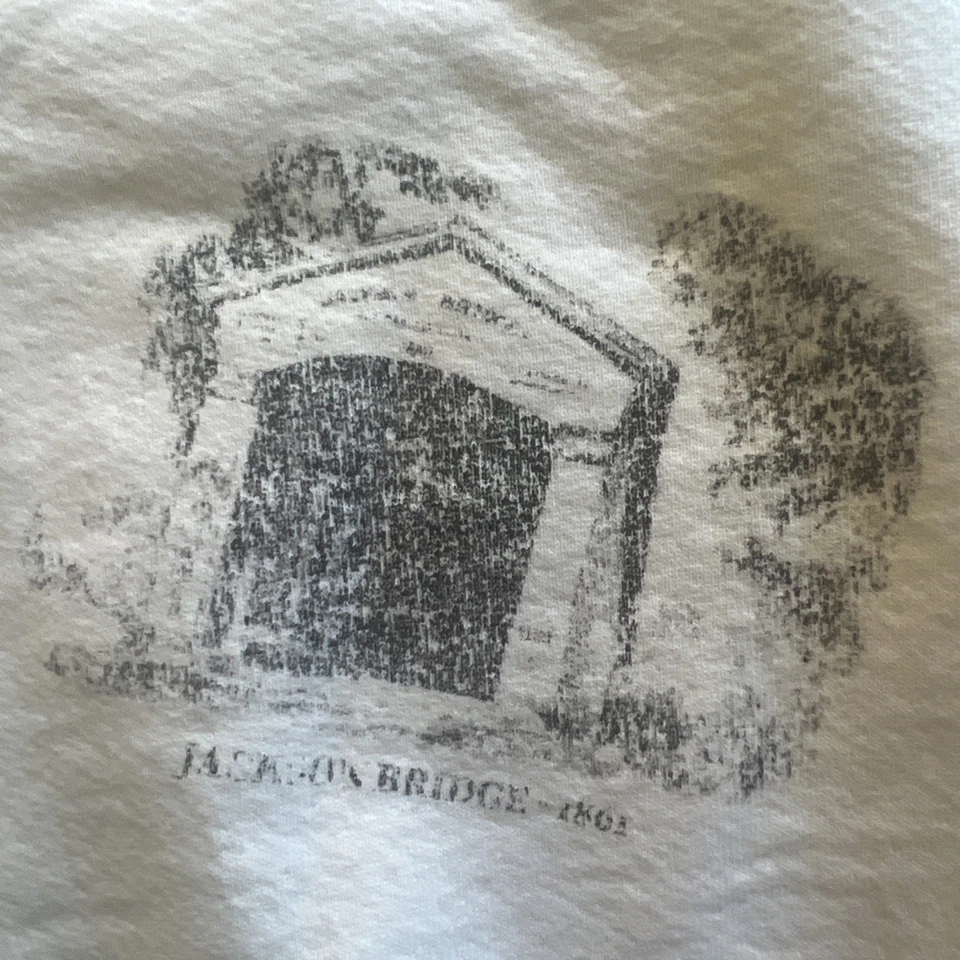 Sudadera De Colección Para Mujer 2X JERZEES Puente Cubierto AOP Blanca Hecha en EE. UU. Foto 4 de 4