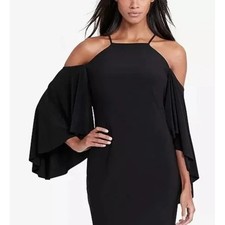 Lauren Ralph Lauren Dress Batwing Midi Cocktail Black Cold Lined Midi Dress 16