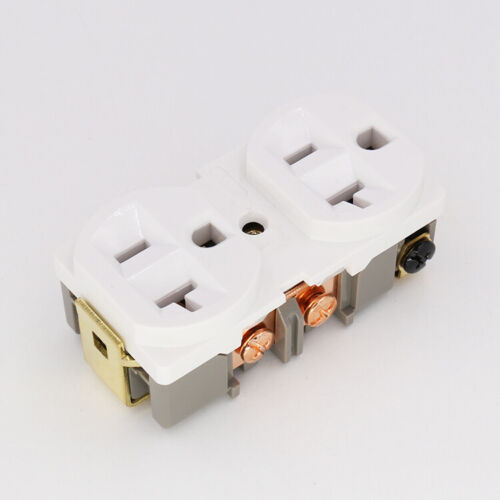1XWhite US AC Power Receptacle Wall Outlet brass Socket distributor DIY - Afbeelding 1 van 5