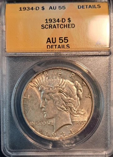 1934-D Peace Dollar AU-55 details
