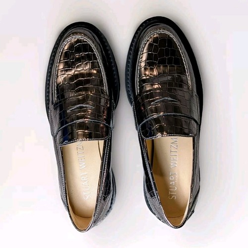 Stuart Weitzman Parker klobige Penny-Loafer mit Krokoprägung für Damen Größe 6,5 - Bild 2 von 5