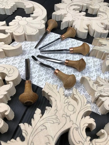 Woodcarving Palm Tools 6pcs with Case Linocuttting Whittling Figurine Chisel - Picture 2 of 3