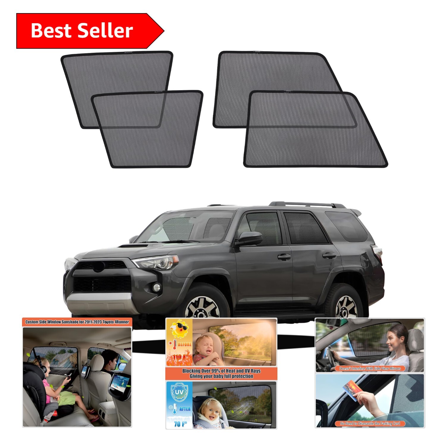 Durable Car Window Shades for 2011-2023 4Runner - Perfect for Babies and Pets