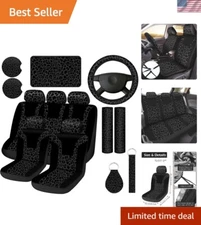 13 Pcs Leopard Print Car Accessories Set, Includes Seat Covers Set Steering W...