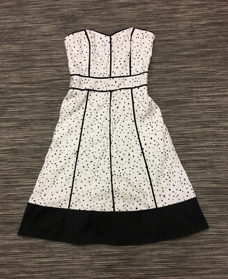 Coast Women's Polka Dot Tube A-line Strapless Lined Midi Dress Black White  8 | eBay UK