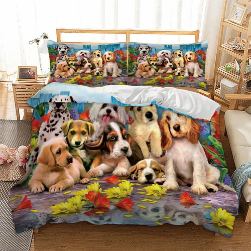 3D Hunde Familie Bettbezug Bettwäsche Set Bettbezug Single Double King Kissenbezug - Bild 10 von 16