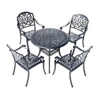 5 Pcs Patio Furniture Dining Set Outdoor Table 4 Chairs Bistro Set Black/White