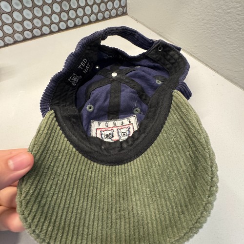Teddy Fresh Hat Cap Blue Corduroy Embroidered Strapback Streetwear Y2K Casual - Picture 4 of 6