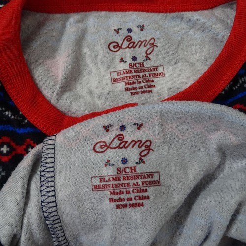 Lanz Kids Fair Isle Flannel Pajama Set Kids Girls Boys Size S Red Blue - Picture 6 of 8
