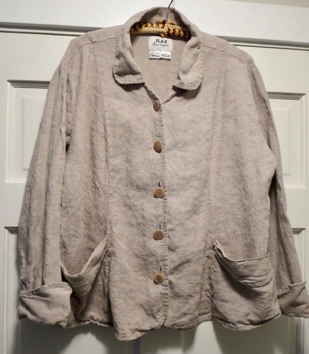 FLAX by Jeanne engelhart　リトアニア製　リネン　コート FLAX Jeanne Engelhart 100% Linen Natural Adjustable Short