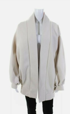 Maria Vittoria Paolillo Womens V Neck Pleated Open Front Jacket White Size 38