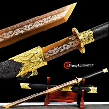 45''Gold Dragon Broadsword 1095Steel Sharp Chinese Tang Dynasty Dao Kungfu Sword