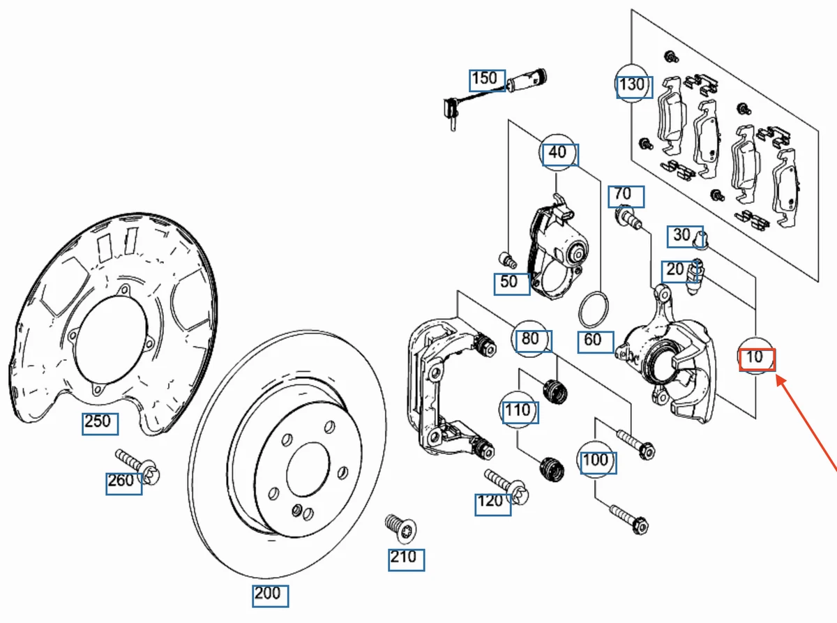 MERCEDES-BENZ ML W166 Rear Right Brake Disc Caliper A1664230481 