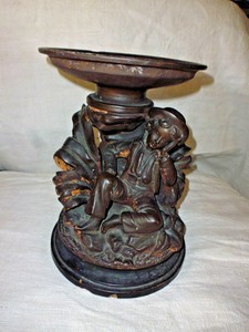 Détails Sur Ancien Abreuvoir Mangeoire Bain à Oiseau Poterie Signé Lc à Poser Décor Enfant