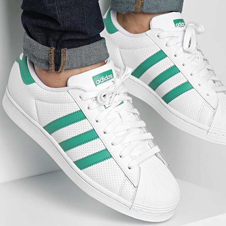 Мужская спортивная обувь Adidas Originals Superstar, размер 9,5, белые кроссовки #654