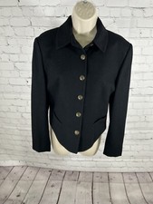 VTG Jones New York Black 100 Wool Single Breasted Cropped Blazer Women  s 6