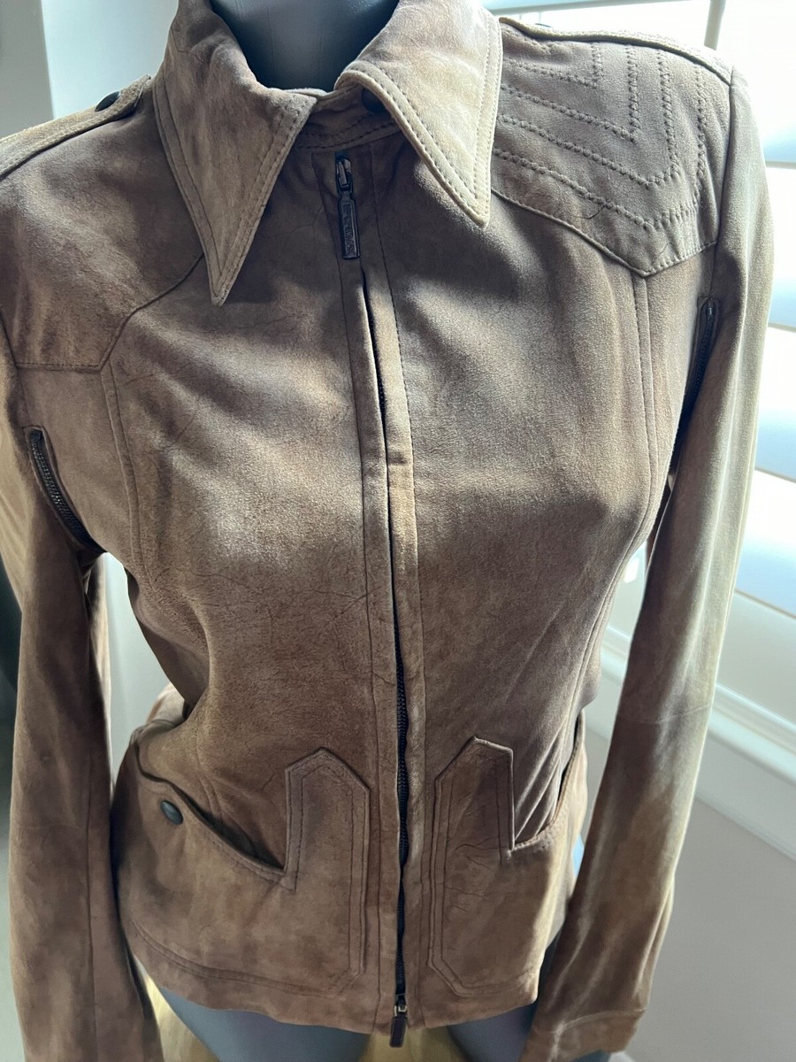 ジャケット Sportmax Giacca SPORTMAX VINTAGE SUEDE GENUINE LEATHER ZIP JACKET SIZE 10 | eBay