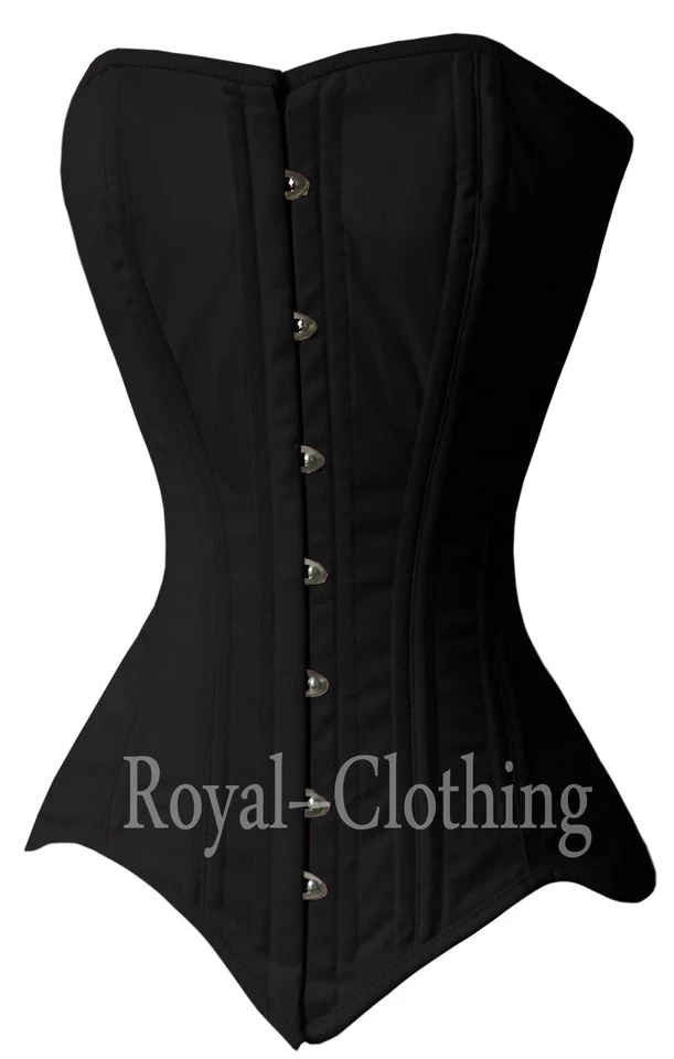 Heavy Duty Double Steel Boned Long Line Overbust waist Trainer Cotton Corset - Image 2 of 4