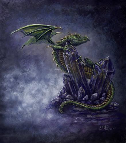 Dragon Art Print crystal illustration artwork home decor amythest guardian - Picture 2 of 2