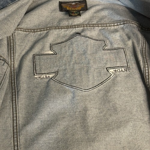 Harley Davidson Jeans Uomo Blu Tg Med Denim Bottoni Giacca Proprietari Gruppo Patch - Foto 6 di 9