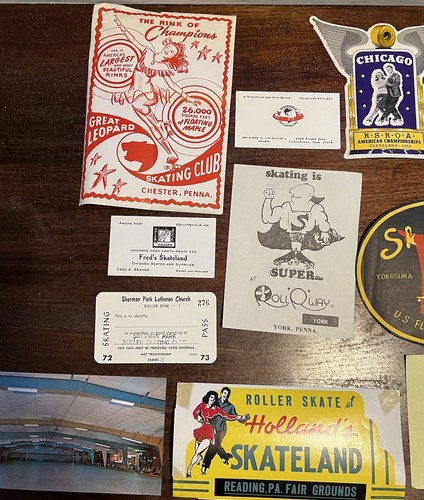 Posten Vintage Rollschuh Eisbahn Aufkleber Karten Ephemera Abziehbilder Etiketten - Bild 2 von 5