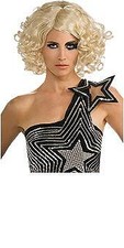 NEW LADY GAGA Curly Hair Blonde Wig Officially Licensed Costume Adult