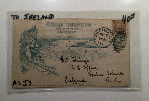 1894 Allover Ad Postal Cover Cabrillo Celebration San Diego Harbor CA A23