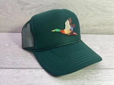 NEW HUNTING DUCK MALLARD GREEN HAT 5 PANEL HIGH CROWN TRUCKER SNAPBACK VINTAGE