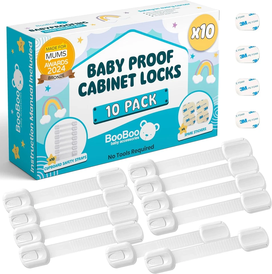 Product Image for BooBoo 6 PSC Cupboard Straps for Baby Safety - White