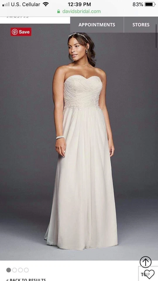 Nuevo con etiquetas talla 24W marfil sin tirantes vestido de novia talla grande mujer Foto 3 de 4