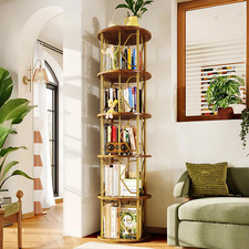 5-Tier Rotating Bookshelf Tower - 360 Swivel Bookcase for Home Decor