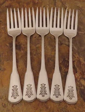 Oneida Pfaltzgraff Village Set of 5 Salad Forks Deluxe Stainless Flatware Lot F
